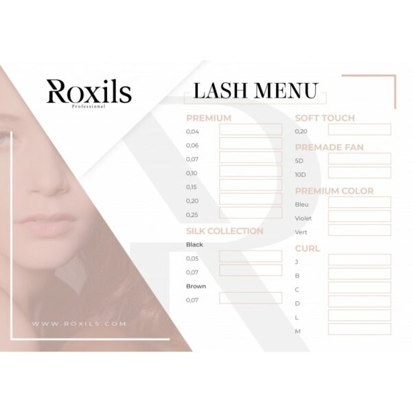 Lash menu Accessoires Institut Roxils